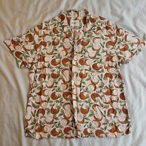 Goodfellow & Co coconut print tropical hawaiian shirt sz M
